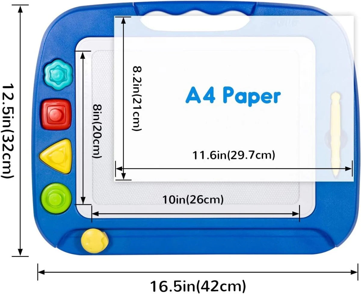 Magnetic Drawing Board for Toddlers 4-Color Pad with Stamps 10x8in