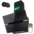 Ciarra CBCB6736F Classe A+++ Hotte Aspirante Inclinée 60cm - 650m³/h - Commande Tactile & Wi-Fi - Fonction Boost - Design en Verre Élégant - Noir