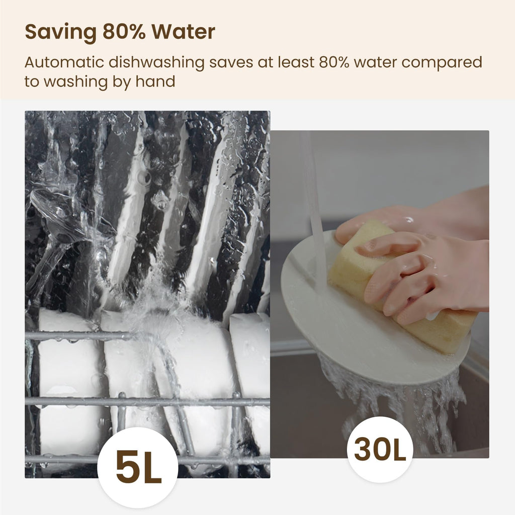 HAVA mini lave vaisselle, nouveau modèle amélioré 2024, 8 programmes de lavage, lave-vaisselle portable avec sécurité enfant et fonction de démarrage différé, réservoir d'eau de 5 L
