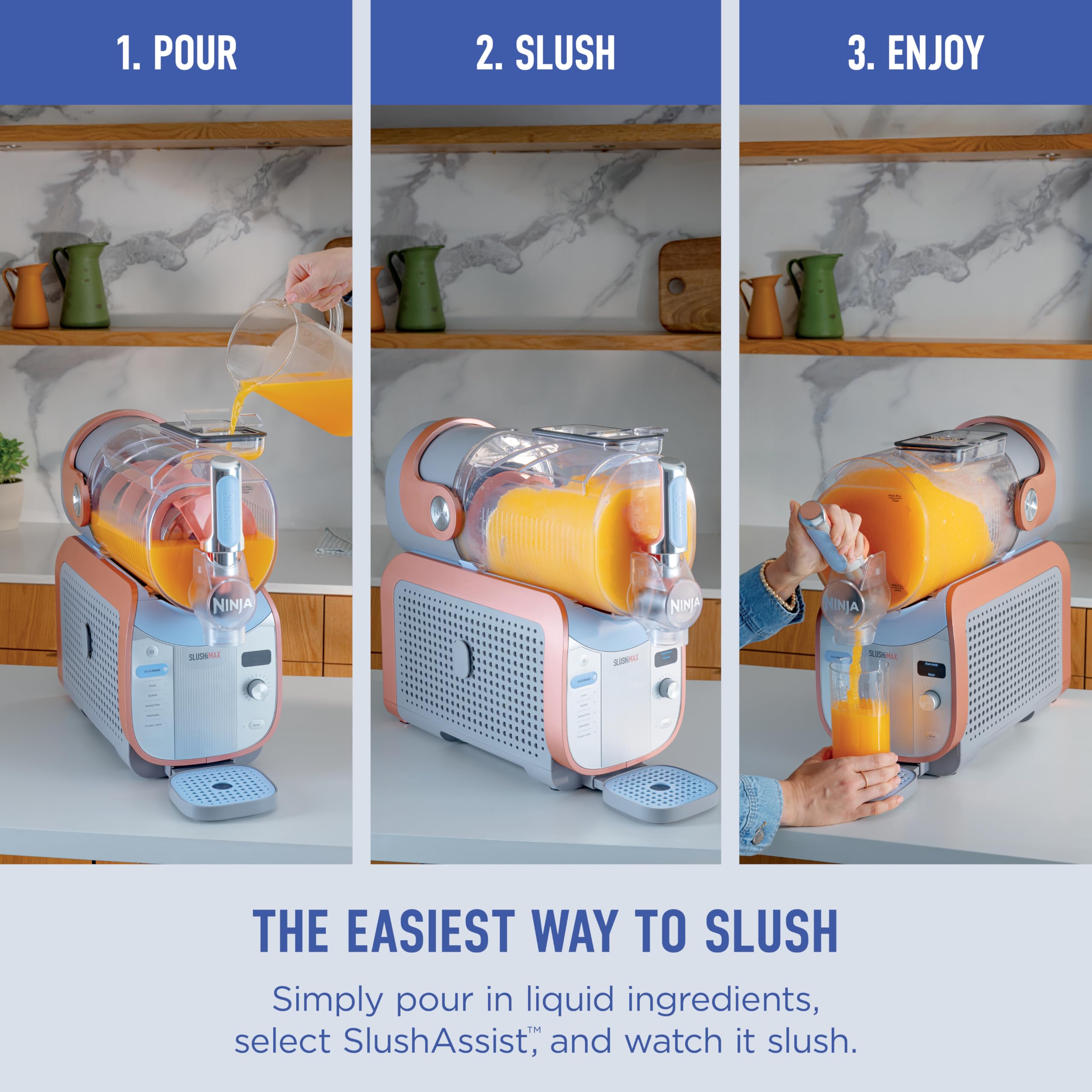 Ninja SLUSHi Max | XXL Smart Frozen Drink Maker | Exclusive Smart Technology | Party-Sized 150oz Capacity | No Ice Needed | 6 Programs | Perfect Temp & Texture up to 12 hours | Peach | FS605