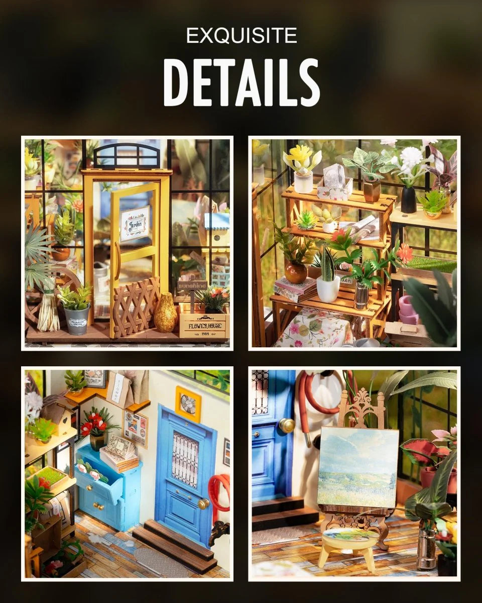 Miniature Greenhouse Kit with Lights, Book Nook Craft for Adults