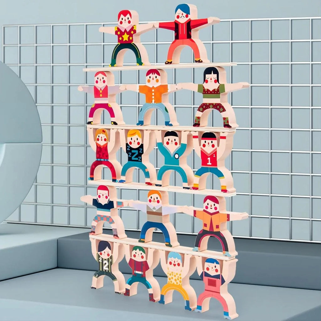 16-Piece Wooden Stacking Balance Game for Toddlers & Kids 3+